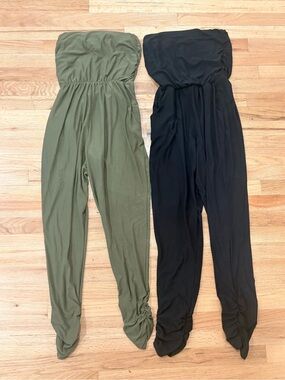 Planet Gold black & green strapless jumpsuits